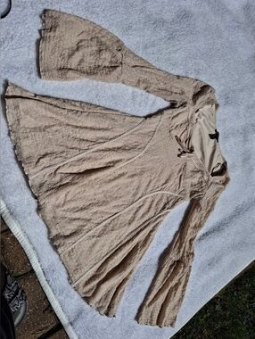 Forever 21 Cream Flared Sleeve Textured Mini Dress - Size Large